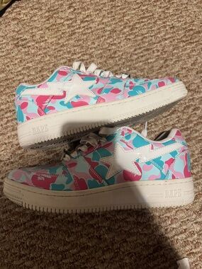 Bape Blue Pink Camo Bapesta Low-Top Sneakers